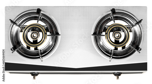 Tableau sur toile Top view two burner gas stove