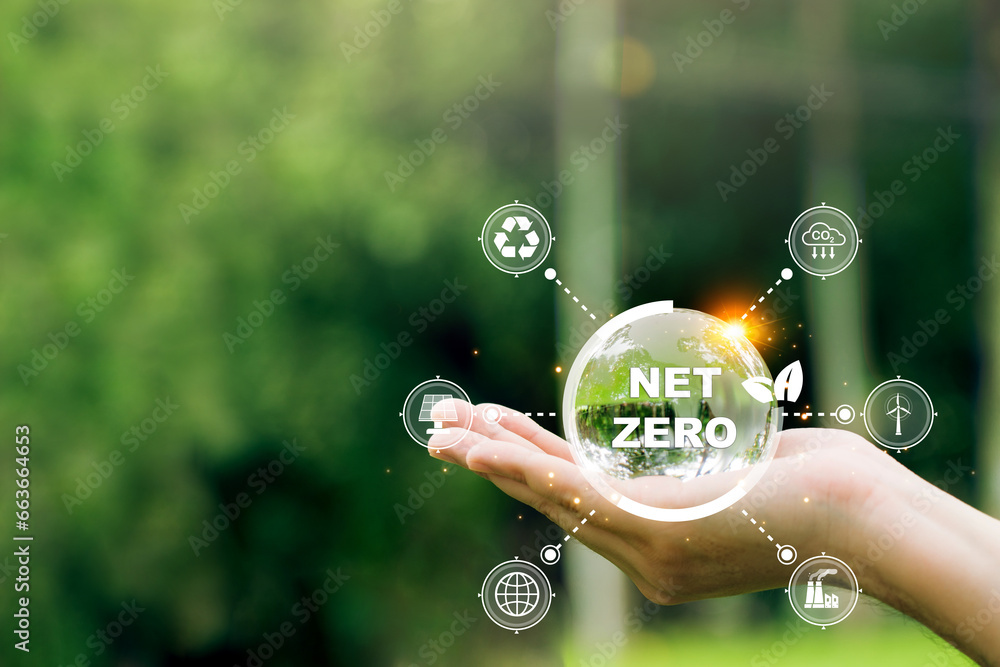 The concept of carbon neutral and net zero. natural environment A