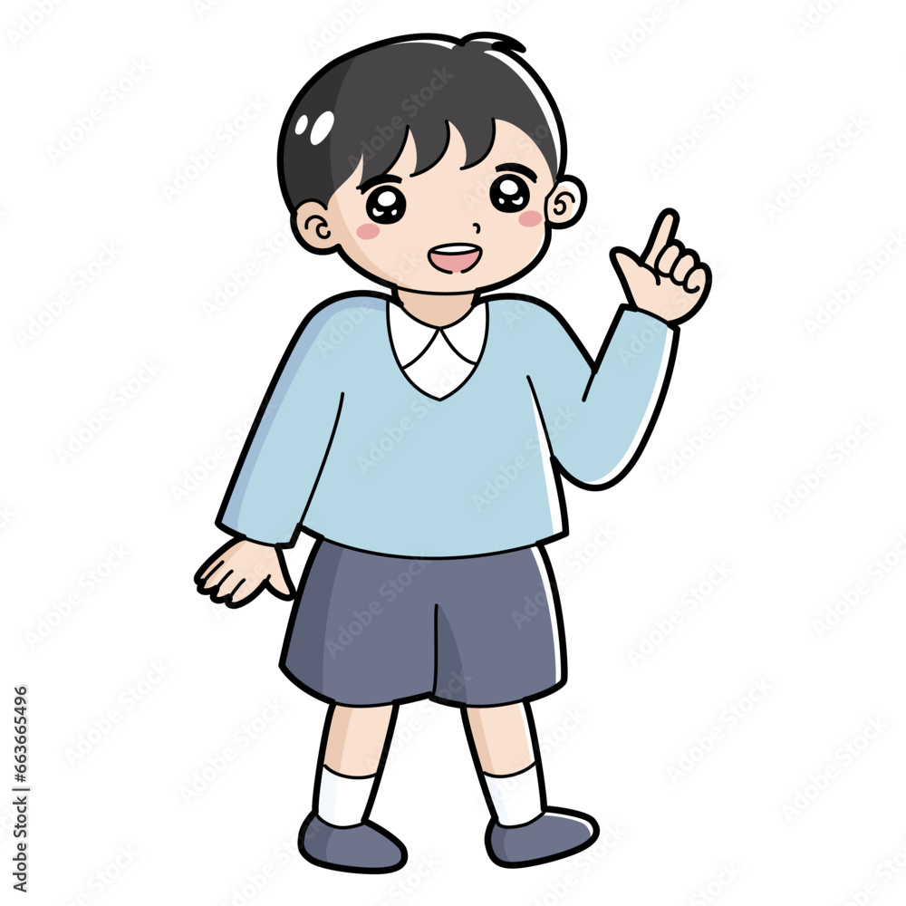 指を指す男の子のイラスト 指を指す男の子のイラスト