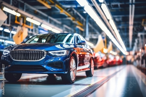 Assembly line for the production of modern cars. The final stage of assembly and testing during production. Quality control. Automated assembly. Modern technologies.