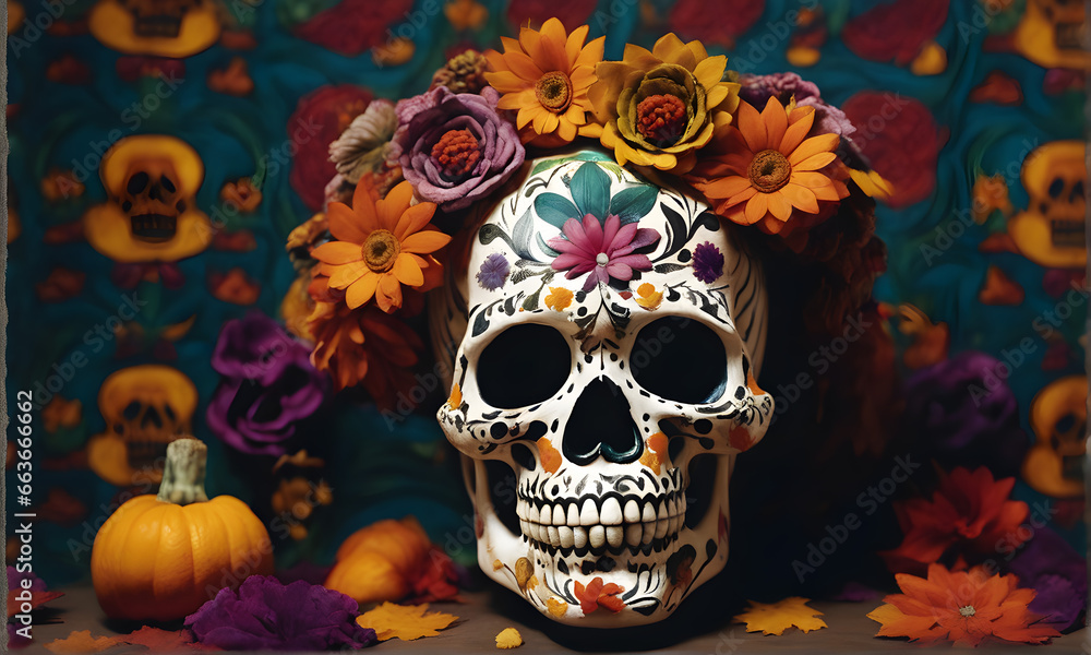 Intricate Sugar Skull Close-Up Intricate Sugar Skull Close-Up