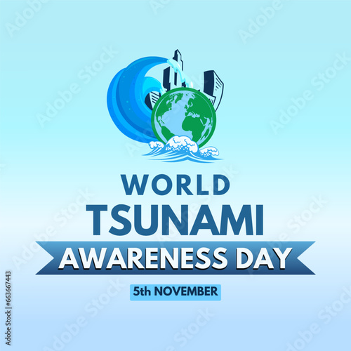 World Tsunami Awareness month, celebration or campaign poster art