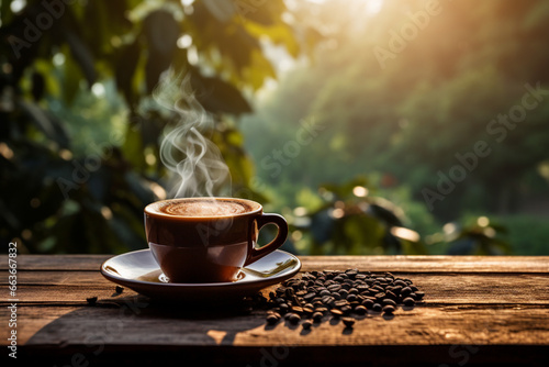 cup of coffee with beans