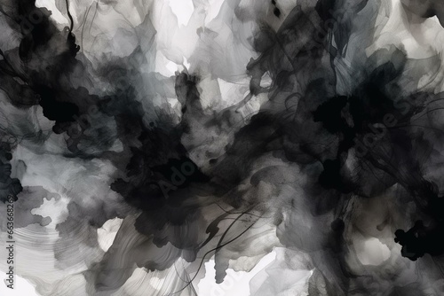 Abstract black watercolor-style texture. Generative AI