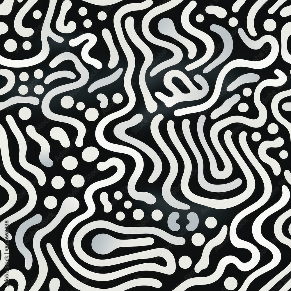 Zentangle doodle abstract black and white repeat pattern