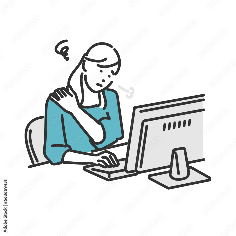 仕事でストレスをためる女性のイメージイラスト素材 仕事でストレスをためる女性のイメージイラスト素材