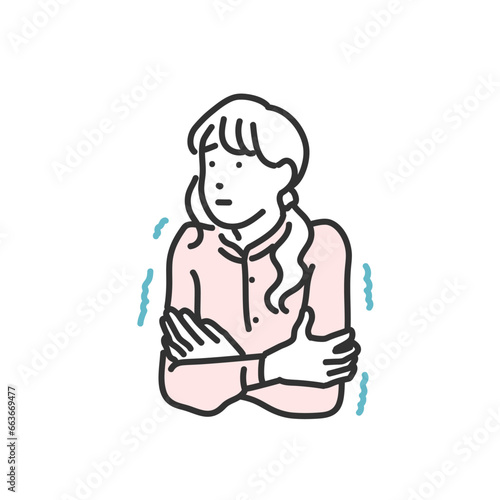 冷え性の女性のイメージイラスト素材