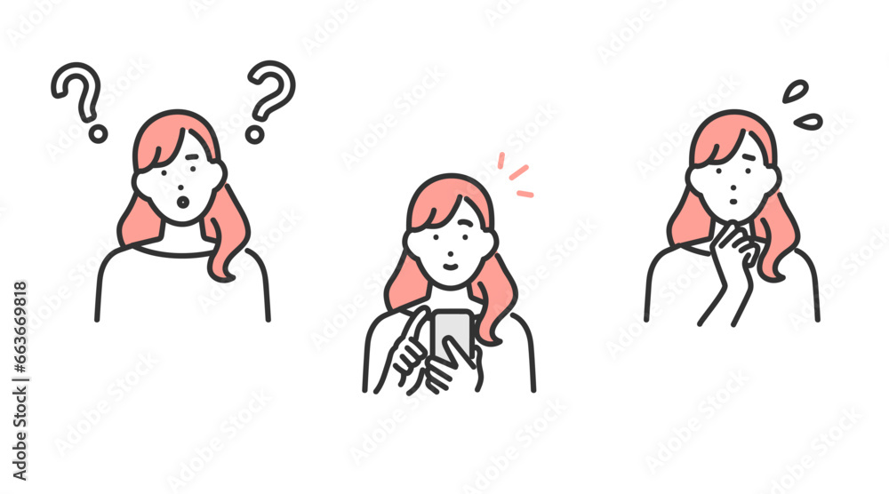 女性の表情バリエーションアバターイラストセット 女性の表情バリエーションアバターイラストセット