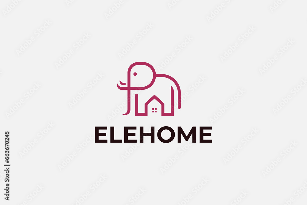 Elephant home logo and vector icon Elephant home logo and vector icon