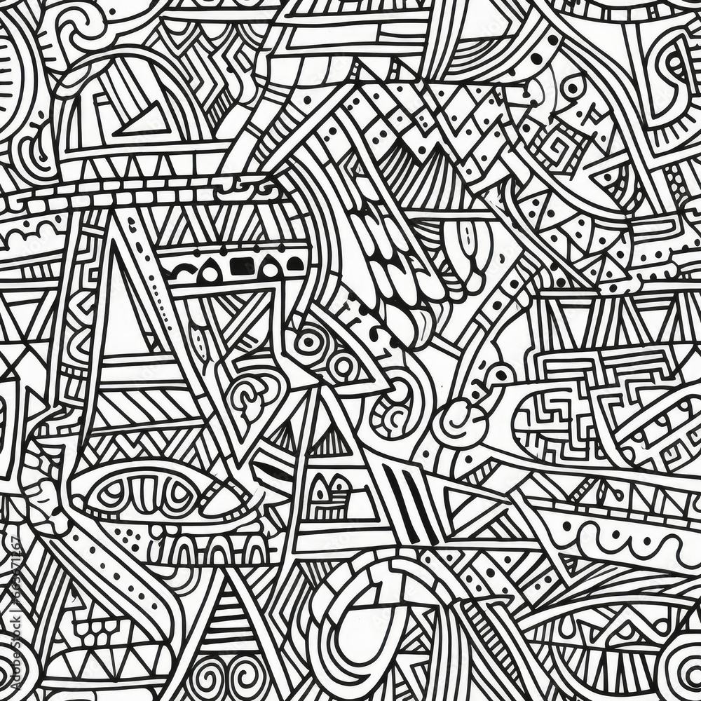 Fototapeta premium Zentangle doodle abstract black and white repeat pattern