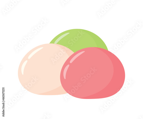 Mochi Daifuku Japanese Dessert Animated Cartoon Vector Illustration