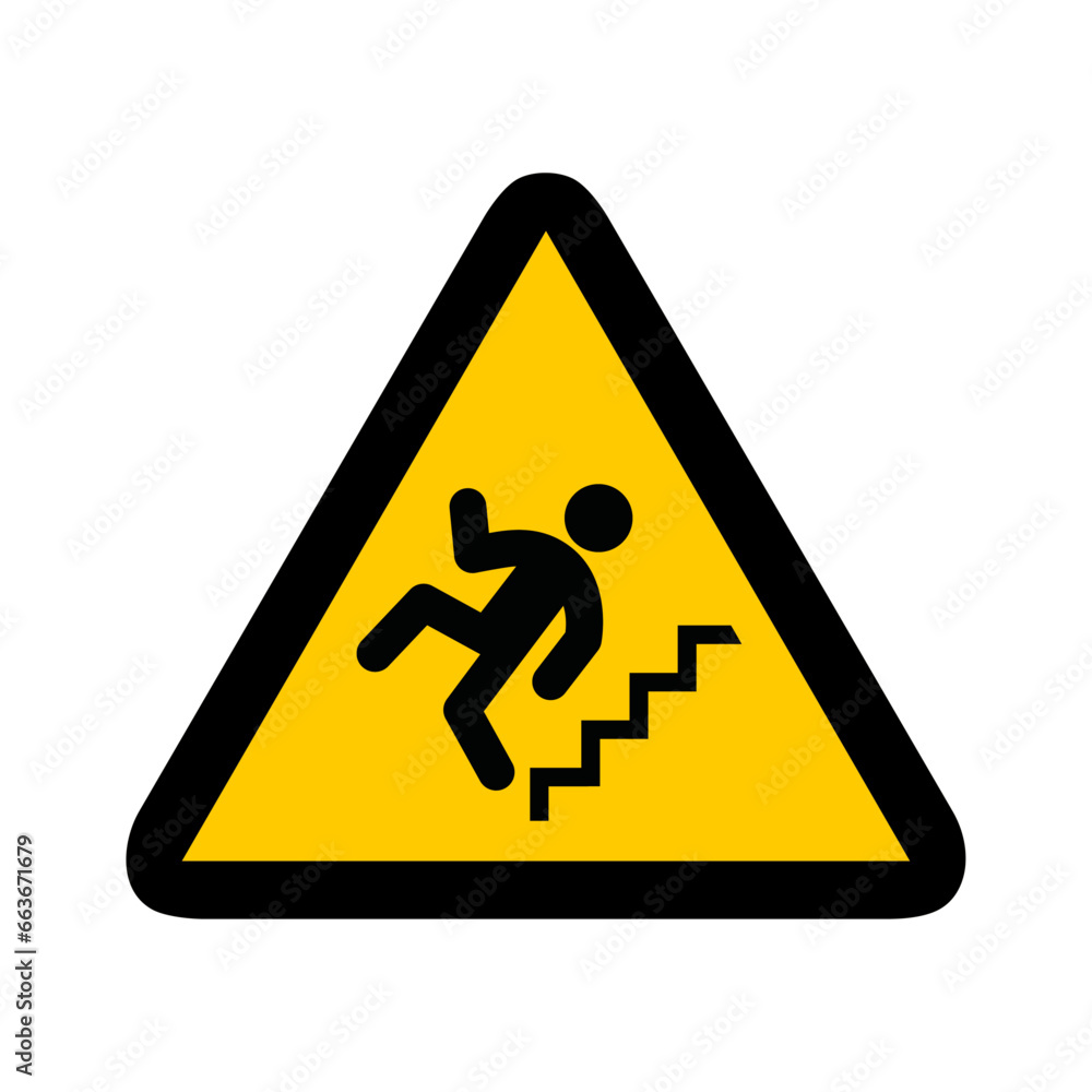 chute escalier triangle jaune panneau signalisation danger chute escalier triangle jaune panneau signalisation danger