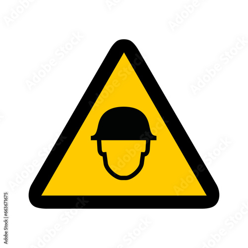 casque chantier triangle jaune panneau signalisation danger