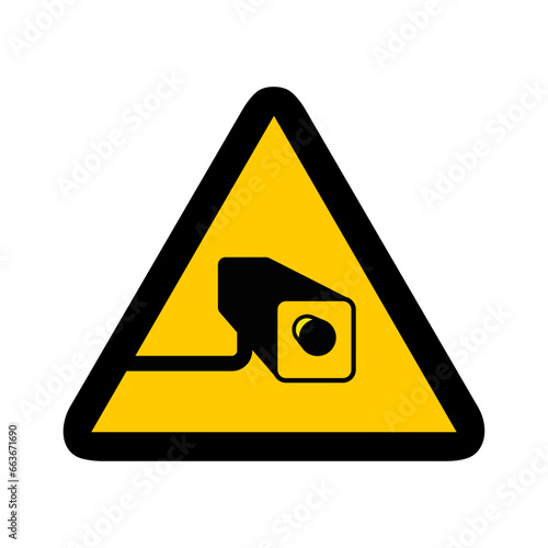 camera surveillance triangle jaune panneau signalisation danger