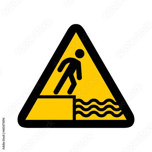 chute quai eau triangle jaune panneau signalisation danger