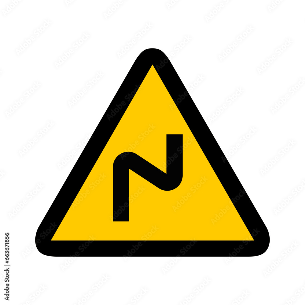 route sinueuse droite triangle jaune panneau signalisation danger route sinueuse droite triangle jaune panneau signalisation danger