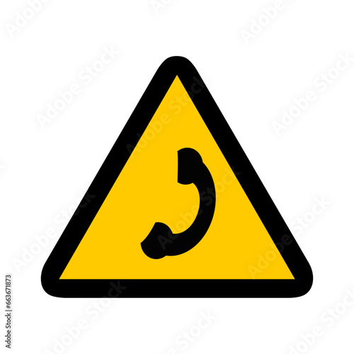 telephone urgence triangle jaune panneau signalisation danger