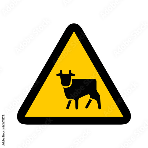 vache attention danger triangle jaune panneau signalisation danger