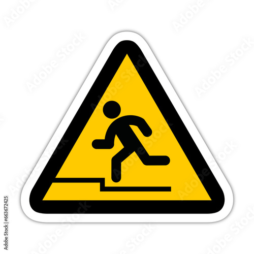 danger courir dans les escaliers triangle jaune panneau signalisation danger relief