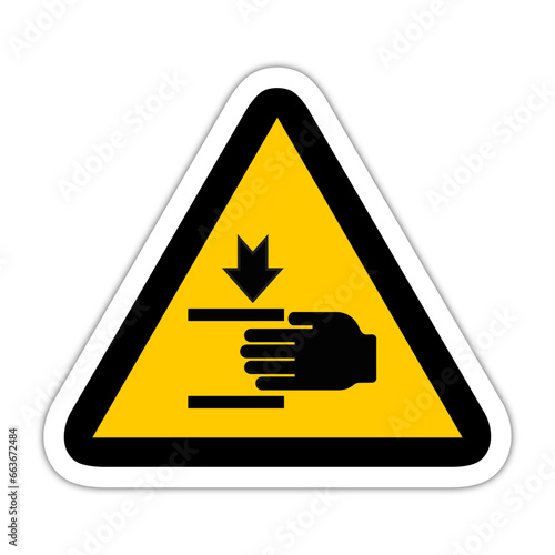 ecraser main triangle jaune panneau signalisation danger relief
