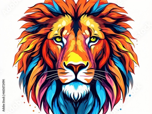 Sticker of a lion for t shirt design vector illustration with isolated background generative ai