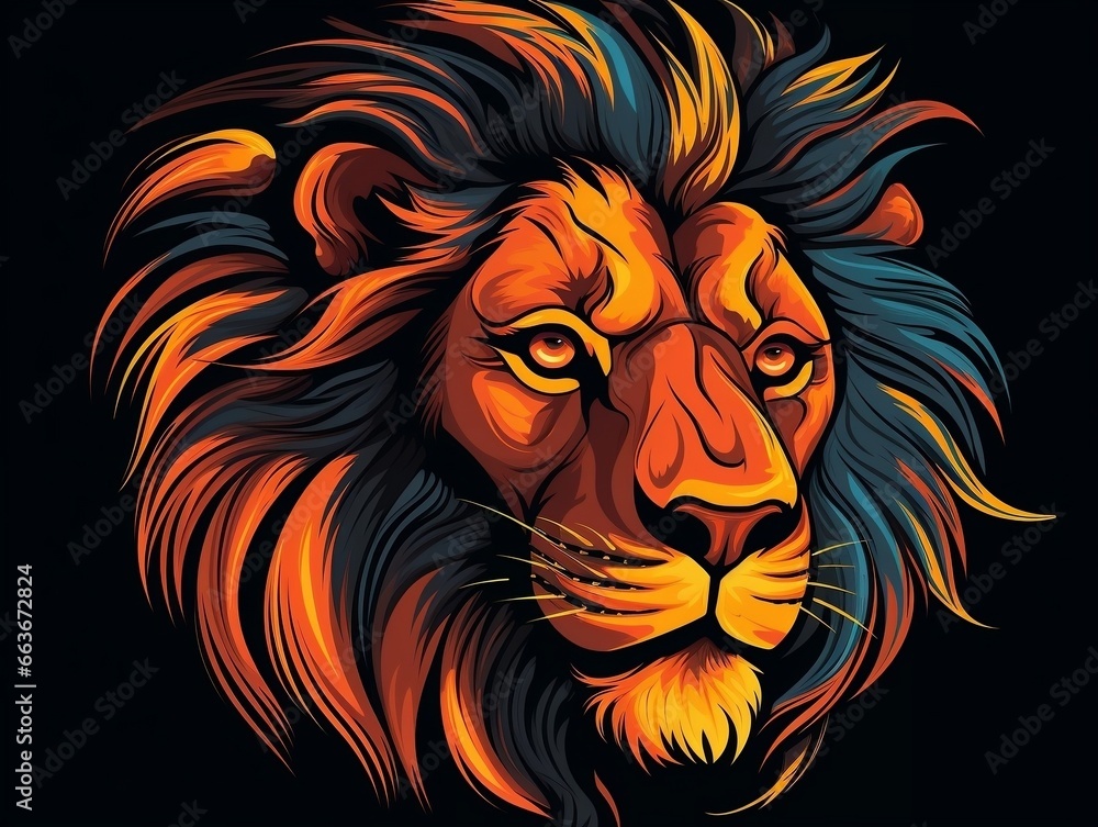 Sticker of a lion for t shirt design vector illustration with isolated background generative ai Sticker of a lion for t shirt design vector illustration with isolated background generative ai