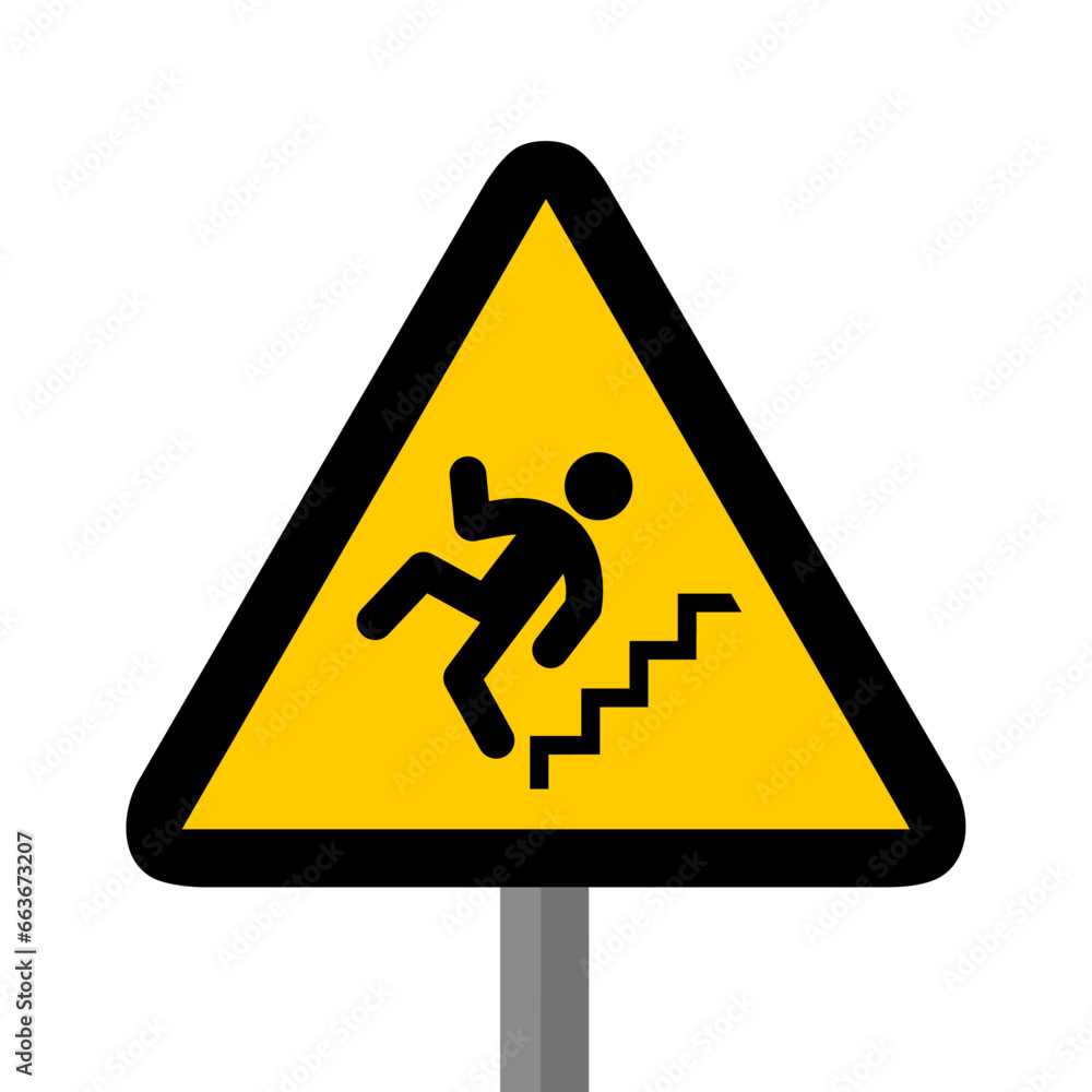 chute escalier triangle jaune panneau signalisation danger chute escalier triangle jaune panneau signalisation danger
