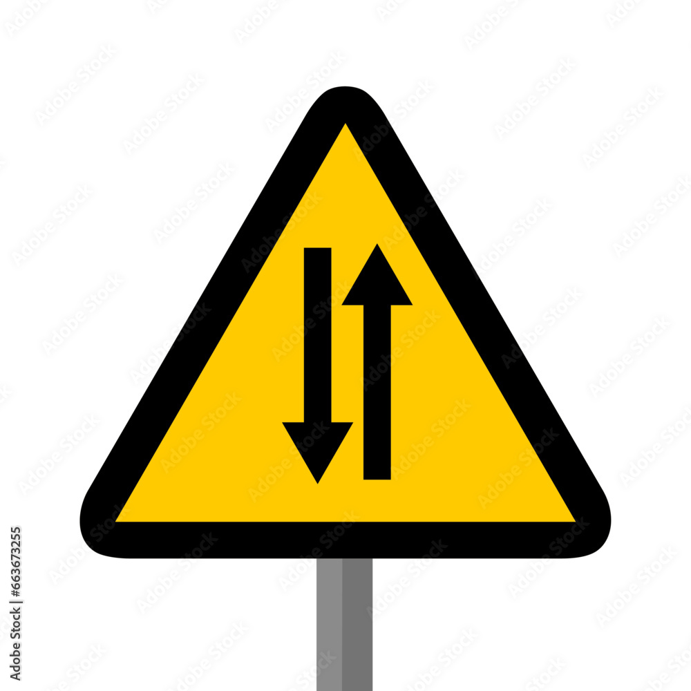 double sens route triangle jaune panneau signalisation danger double sens route triangle jaune panneau signalisation danger