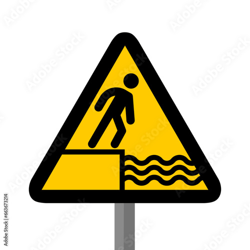 chute quai eau triangle jaune panneau signalisation danger