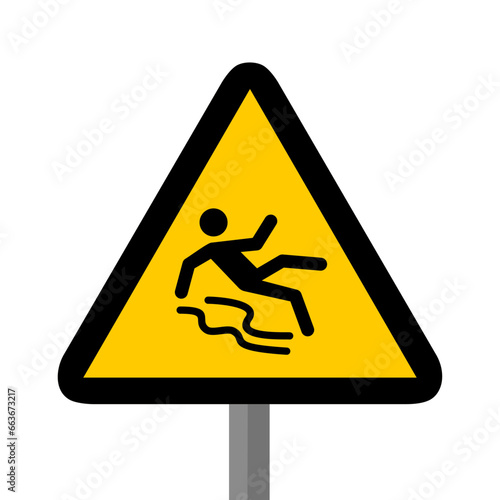 chute glisser triangle jaune panneau signalisation danger