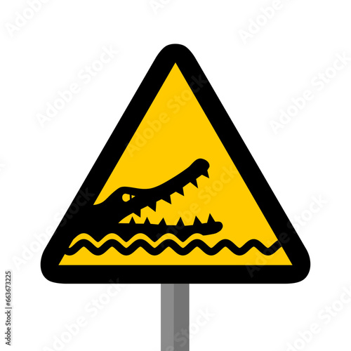 crocodile aligator attention danger triangle jaune panneau signalisation danger