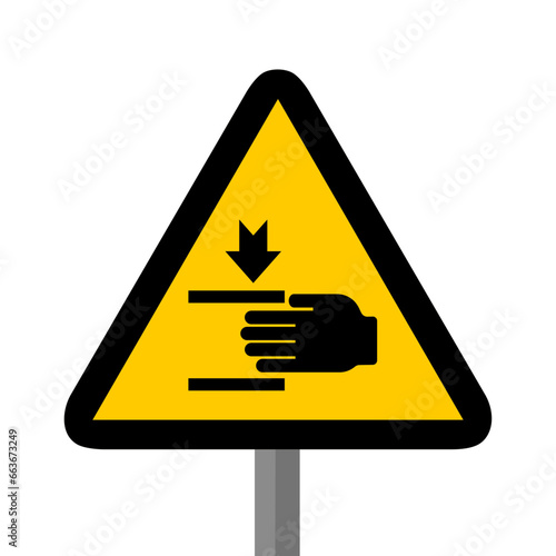 ecraser main triangle jaune panneau signalisation danger