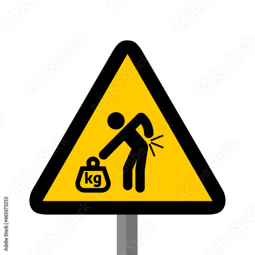 danger poid charge dos triangle jaune panneau signalisation danger