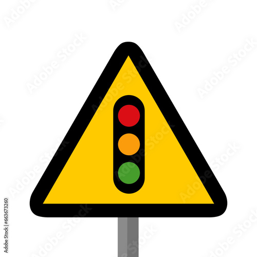 feu tricolore travaux route triangle jaune panneau signalisation danger