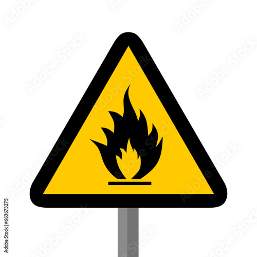 Incendie inflammable feu panneau triangle jaune signalisation danger