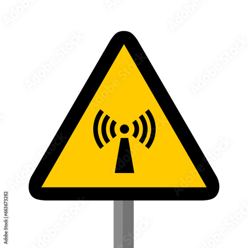 Onde radio smartphone panneau triangle jaune signalisation danger