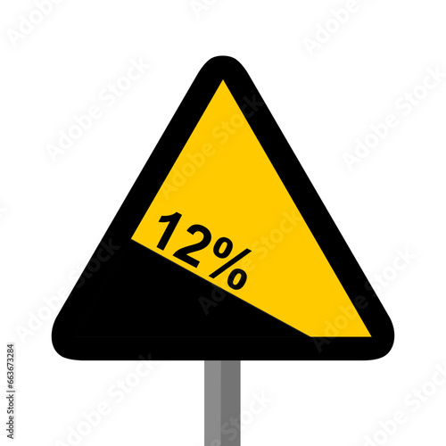 pente descente route triangle jaune panneau signalisation danger