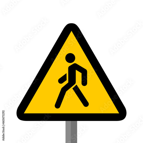 piéton triangle jaune panneau signalisation danger