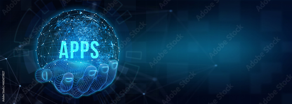 Business, Technology, Internet and network concept. APPS abbreviation. Modern technology concept. 3d illustration Business, Technology, Internet and network concept. APPS abbreviation. Modern technology concept. 3d illustration