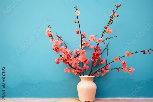 Blume vor einer bunten Wand - Hintergrund
