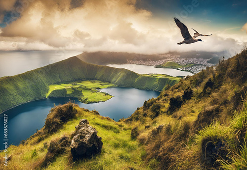 Mountain Lake Landscape, 
Scenic Alpine Lake View, 
Majestic Mountain Water Reflection, 
Tranquil Lake Amidst Peaks