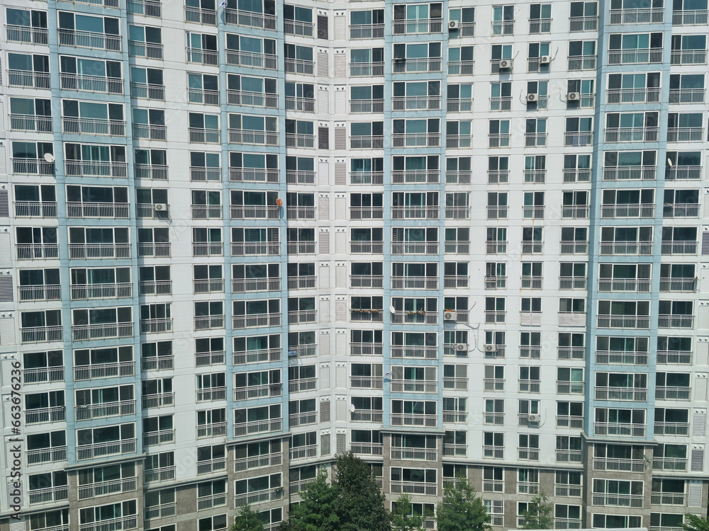 Close-up of an apartment full of windows. Close-up of an apartment full of windows.