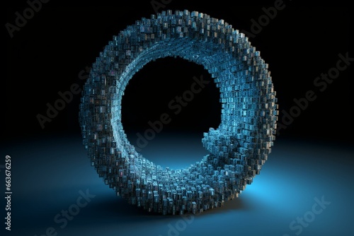 3D circular symbol composed of digits. Generative AI