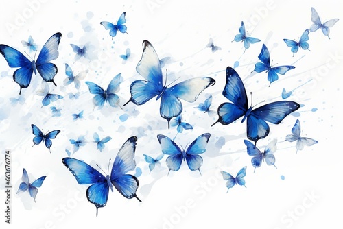 white-isolated blue butterflies. Generative AI