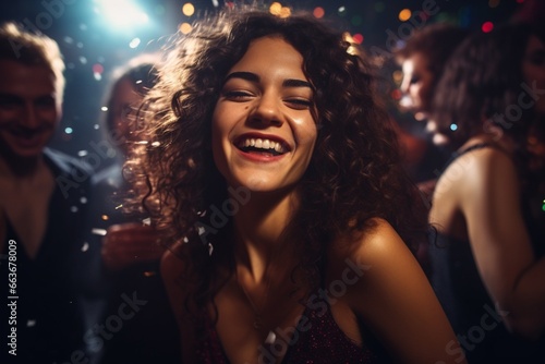 Group of friends enjoying wine at night at a party