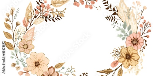 Watercolor vintage floral geometric frame for wedding, birthday, card, background, invitation, wallpaper, sticker, decoration etc.