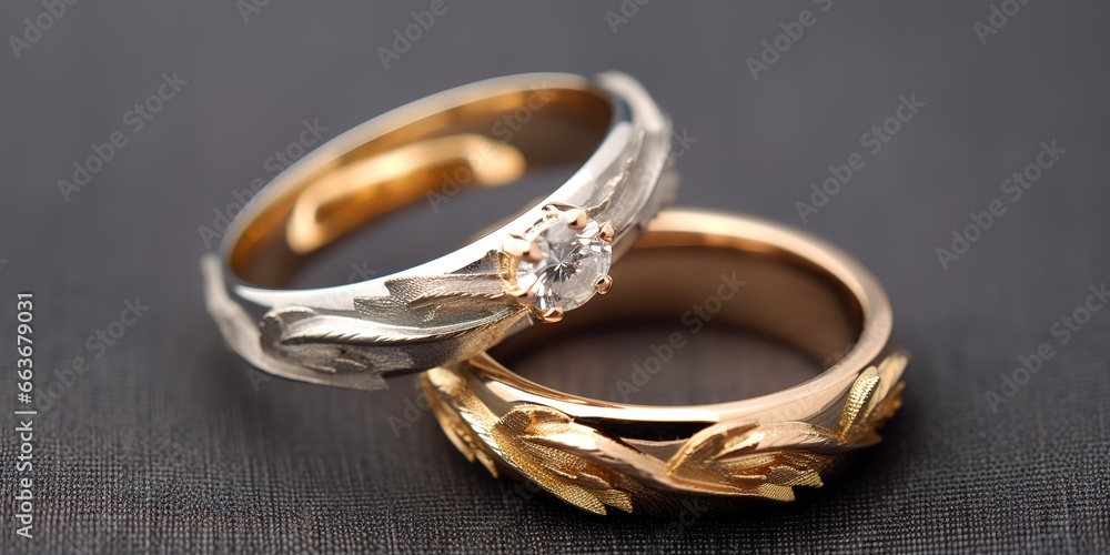 A pair of gold rings that are simple and have a luxurious impression A pair of gold rings that are simple and have a luxurious impression