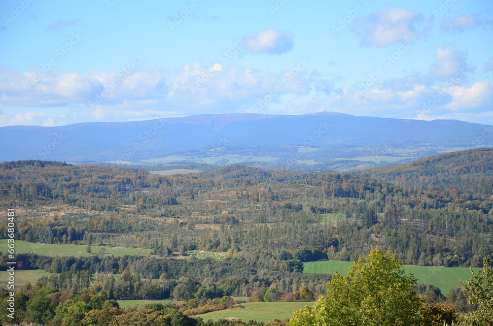 view of the beautiful Czech Jeseniky mountains, sunny autumn day