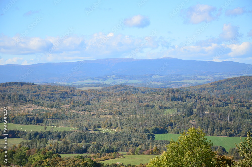 Obraz premium view of the beautiful Czech Jeseniky mountains, sunny autumn day