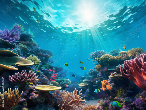 Colorful underwater world with vibrant coral reefs teeming with fish  captured in image 00045 03 rl.